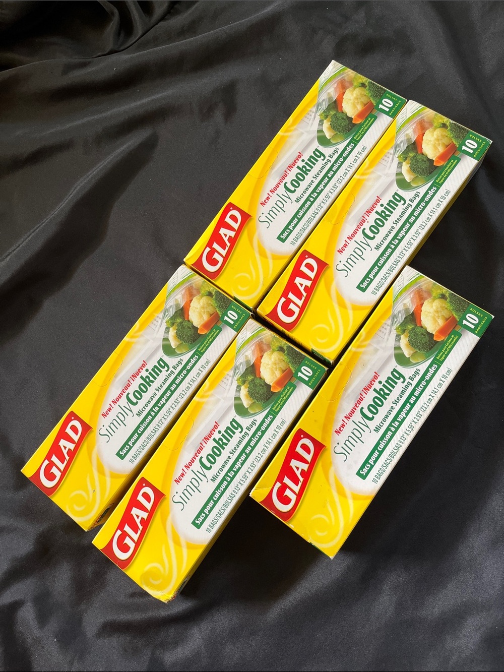 5 NEW SEALED DISCONTINUED Glad Simply Cooking Microwave Steaming Bags Zip 50ct